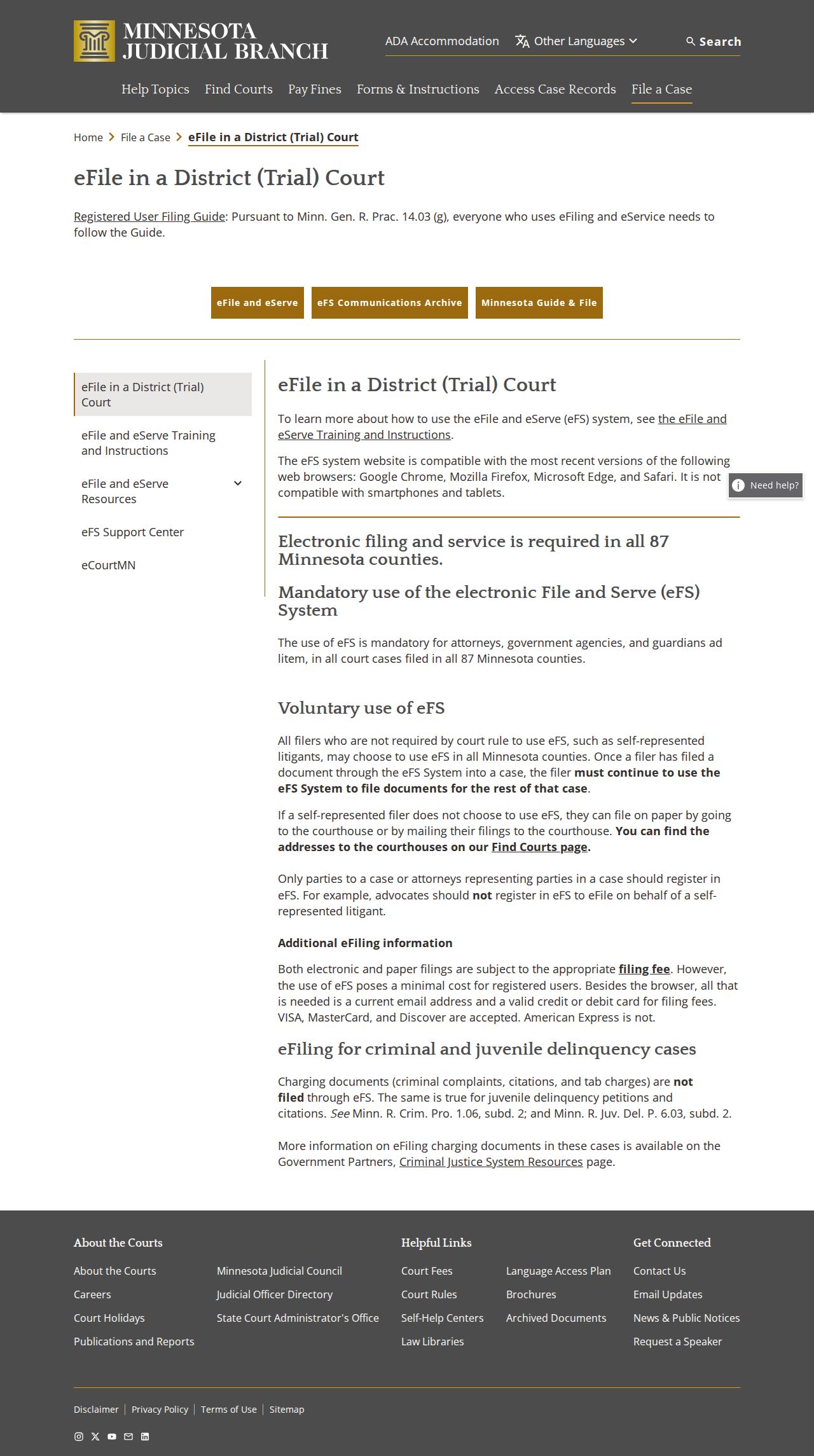 Lake County Criminal Docket Minnesota eFile and eServe filing information