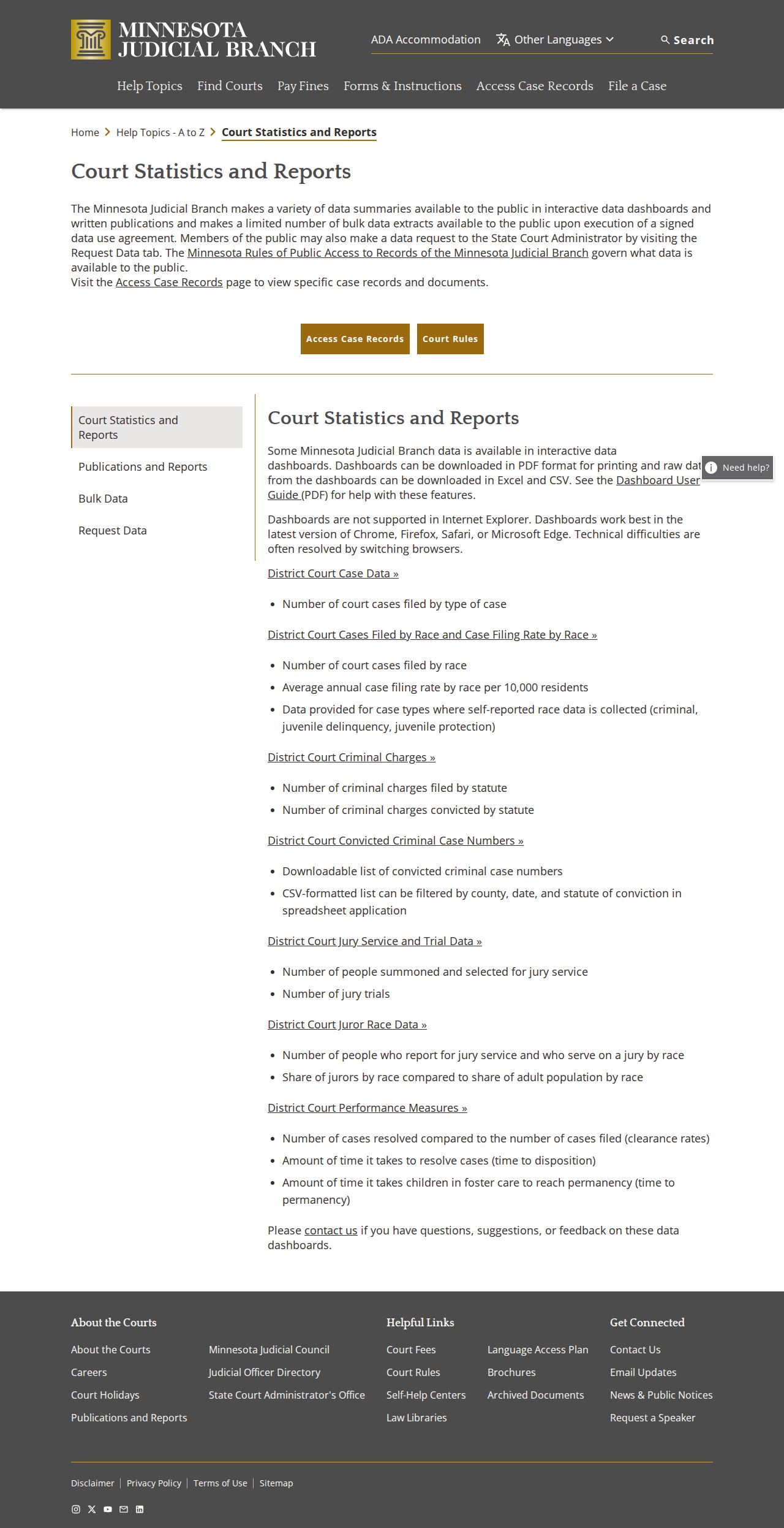 Lake County court docket statistics dashboard entry