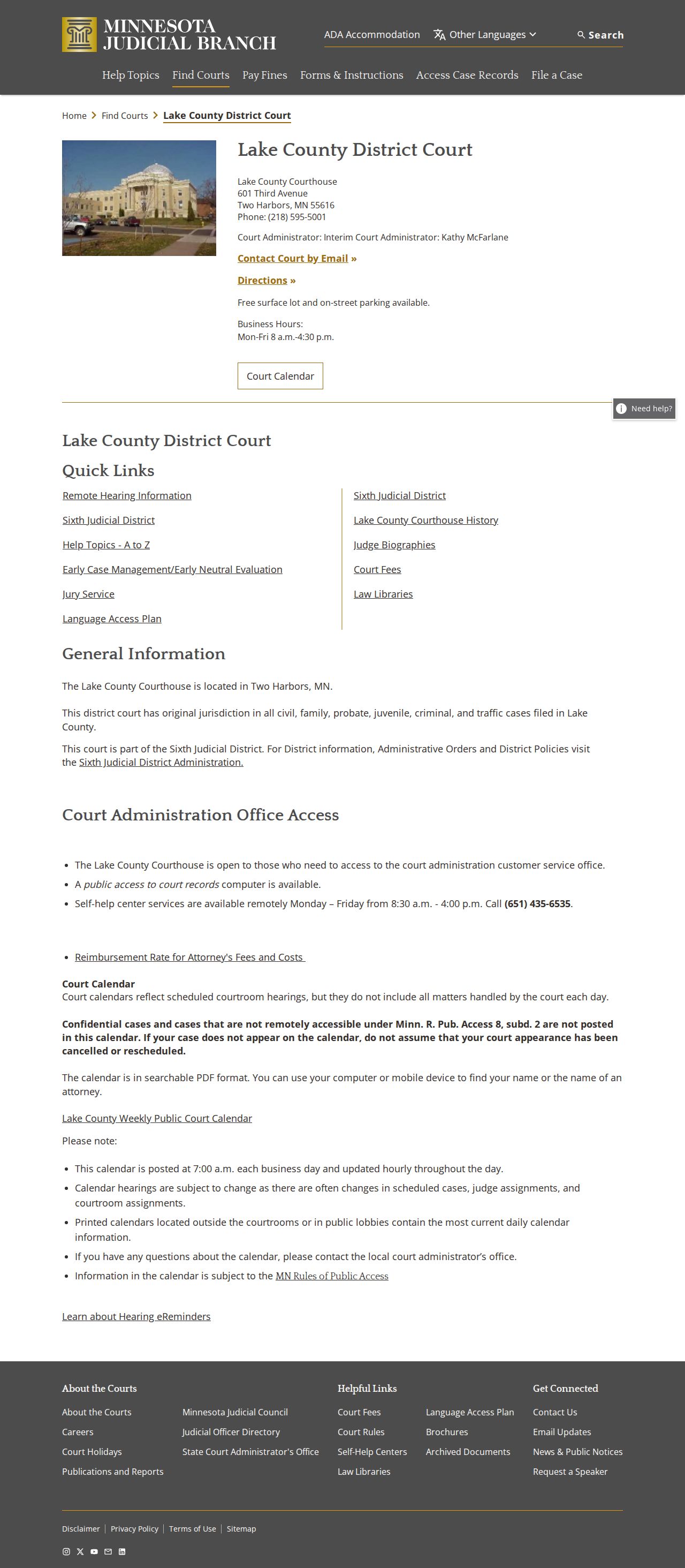 Lake County court docket courthouse and calendar information