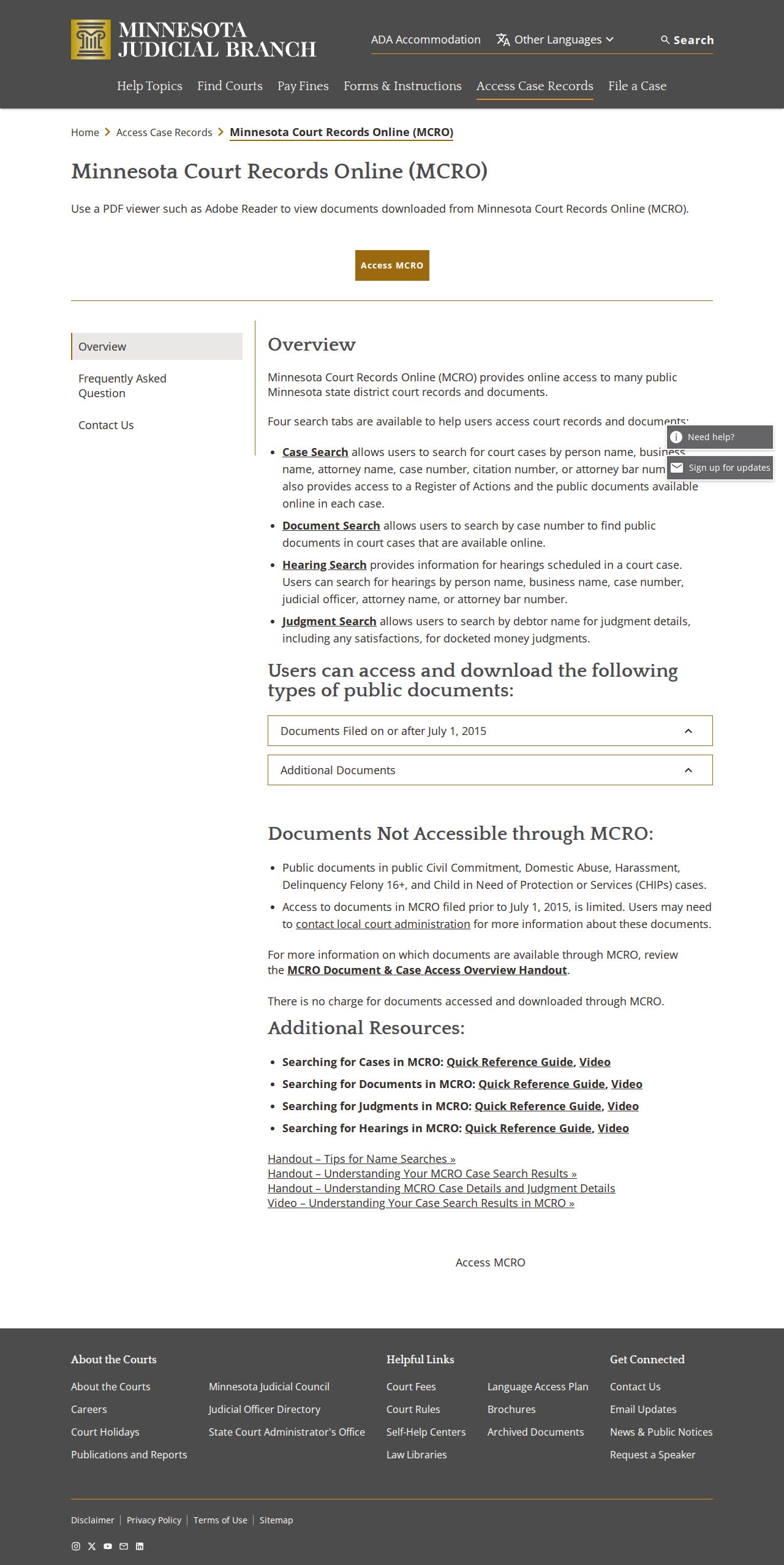 Lake County court docket MCRO access overview