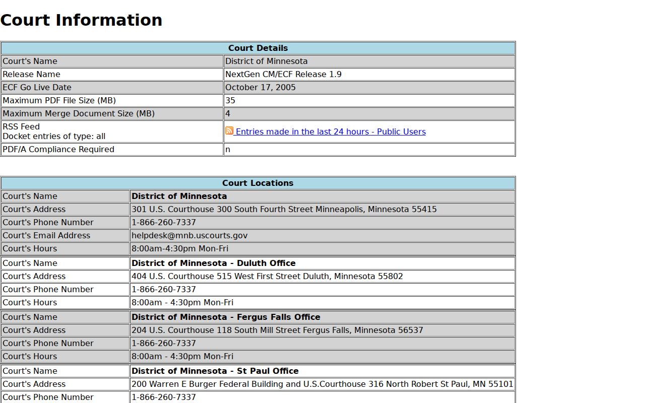 Two Harbors court docket search federal bankruptcy CM ECF source
